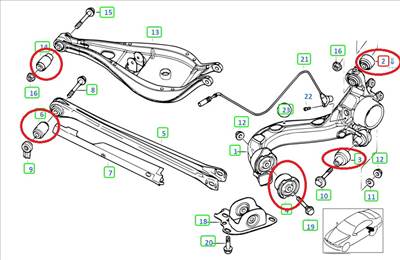 BMW E46 hátsó lengőkar szilent szett