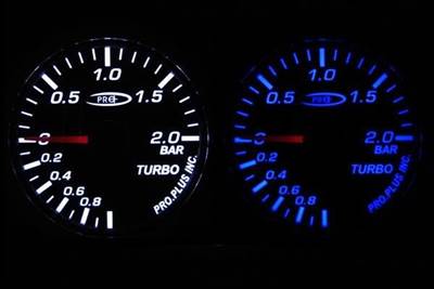 PRO RACING GAUGE 52mm  - TURBO Kék&FEHÉR (Mechanikus)