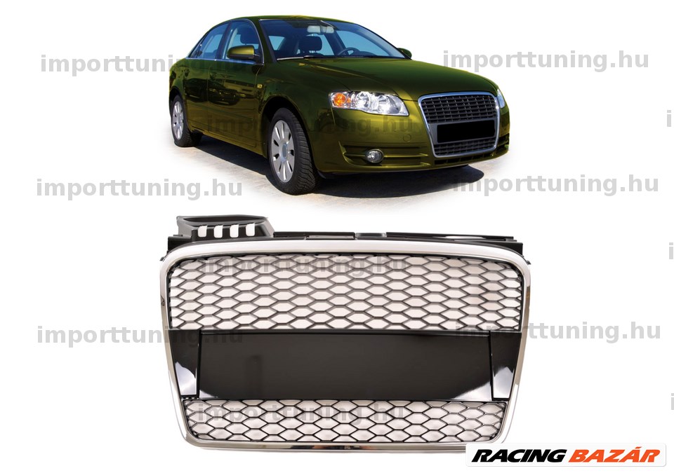 Audi A4 B7 2004-2008 Króm és Fényes Fekete hűtőrács  5. kép