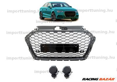 Audi A3 8V 2016-2020 Facelift Fényes Fekete hűtőrács 