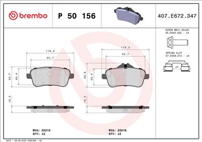 Fékbetét készlet BREMBO P 50 156 for MERCEDES-BENZ