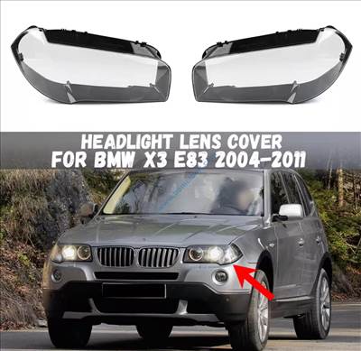 BMW E83 X3 fényszóró búra, lámpabúra 2004-2011 Jobb oldal (anyós oldal)