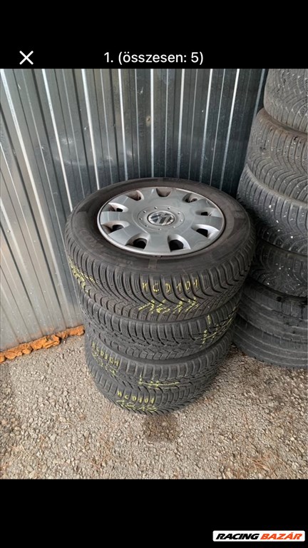  5x112 lyukosztású 16" használt lemezfelni, rajta 195/65 használt Hankook gumi  1. kép