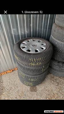  5x112 lyukosztású 16" használt lemezfelni, rajta 195/65 használt Hankook gumi 