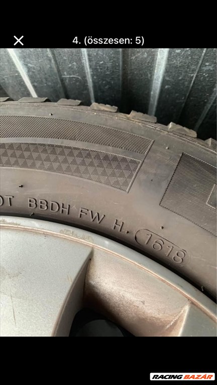  5x112 lyukosztású 16" használt lemezfelni, rajta 195/65 használt Hankook gumi  4. kép