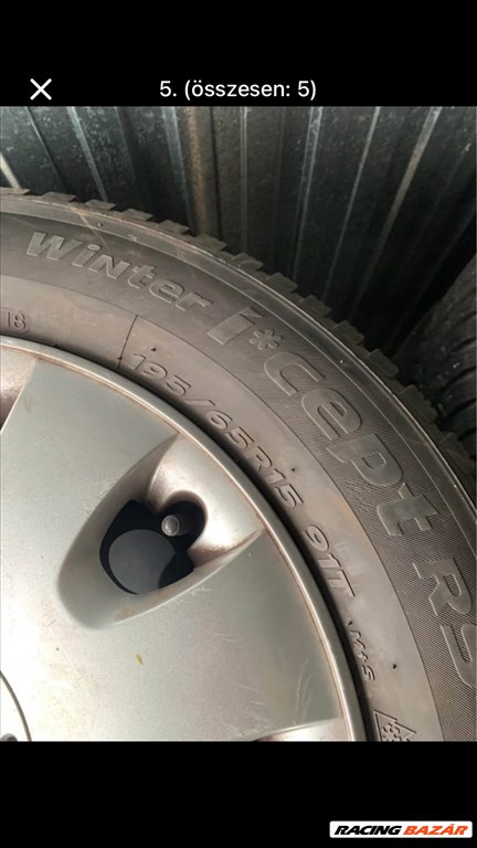  5x112 lyukosztású 16" használt lemezfelni, rajta 195/65 használt Hankook gumi  5. kép