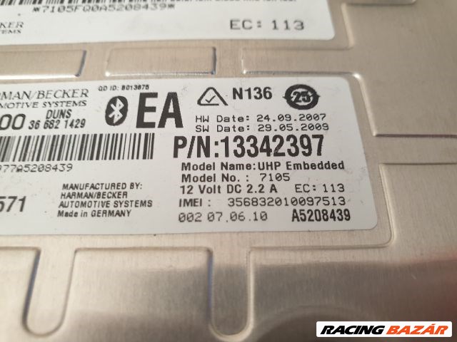 Opel Astra J, Opel Zafira C, Opel Insignia A, Opel Meriva B, Opel Mokka Bluetooth modul  13342397 3. kép