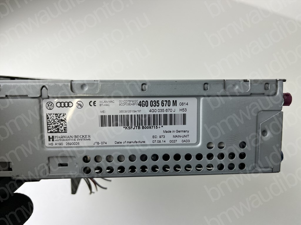 AUDI A6 C7 (4G2, 4GC) Navigáció vezérlőegység/modul (4G0035670M) 2. kép