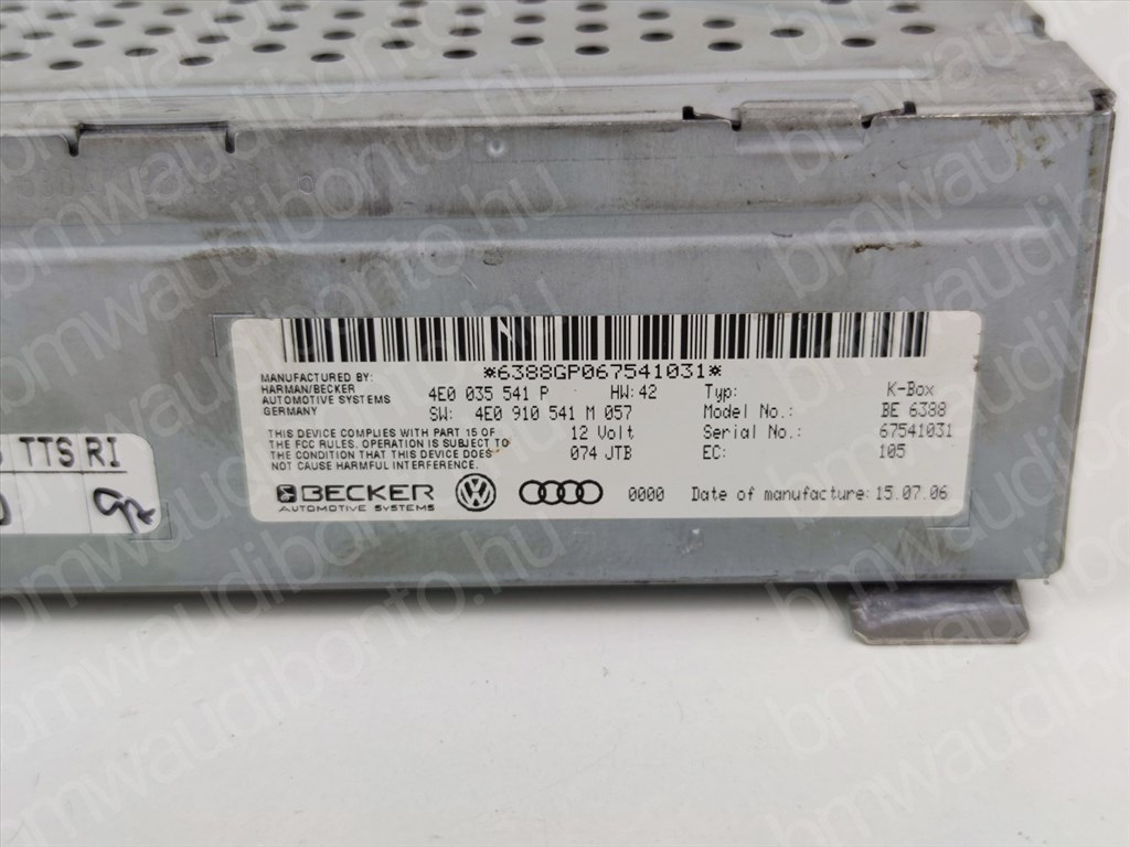 AUDI A6 C6 (4F2) HiFi Audio hangvezérlő egység (Rádió / CD) (4E0035541P) 2. kép