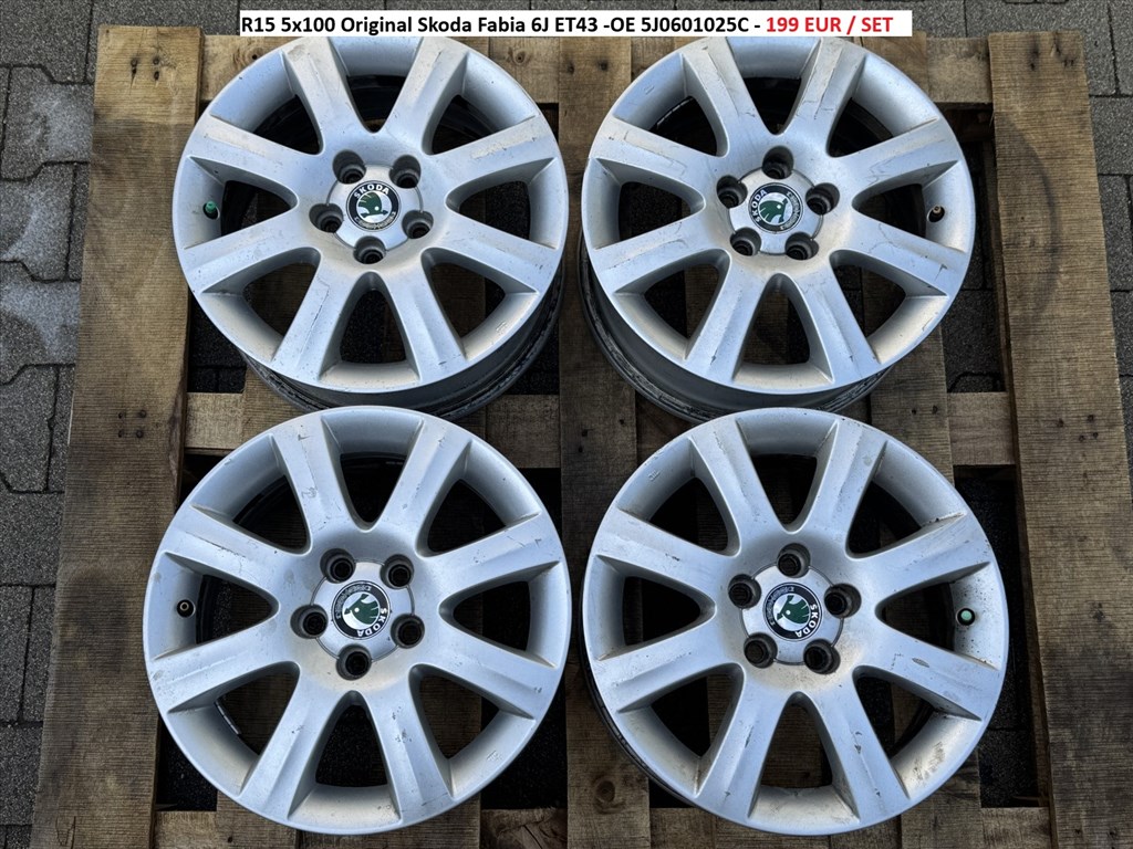 R15 5x100 Original Skoda Fabia 6J ET43 gyári alufelnik felnik 15col 15" 6x15 1. kép