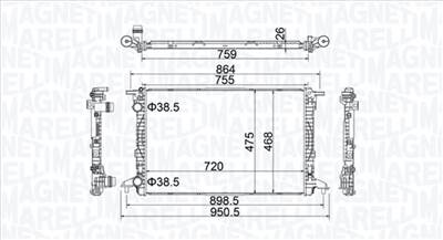 MAGNETI MARELLI 350213208900 - Vízhűtő (Hűtőradiátor) AUDI