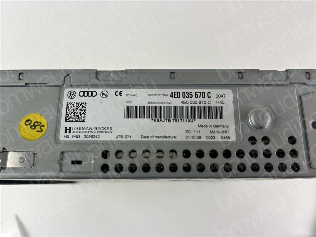 AUDI A6 C6 (4F2) Navigációs fejegység (4E0035670C, 4E0035670B, 4E0035670D, 4E0035670F, 4E0035670H) 2. kép