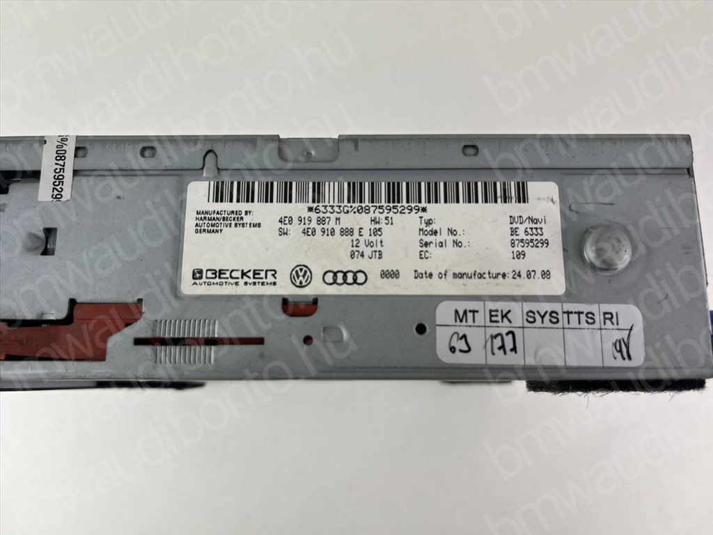 AUDI A6 C6 (4F2) Navigációs fejegység (4E0919887M) 2. kép