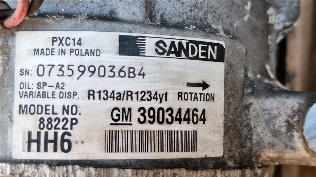 Opel Astra K B16DTE klímakompresszor 39034464 2. kép