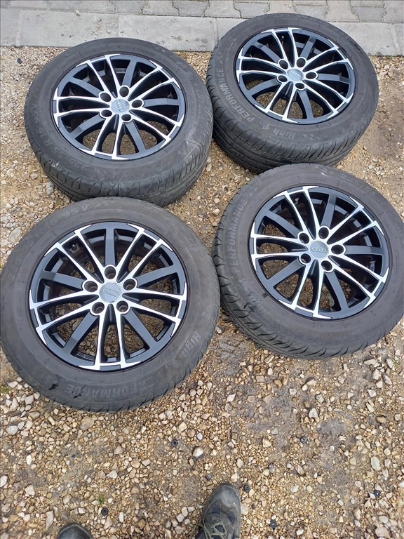  Ats  Audi 7.5x16 5x112 fekete polír alufelni 225/55R16 nyárival sxx2 1. kép