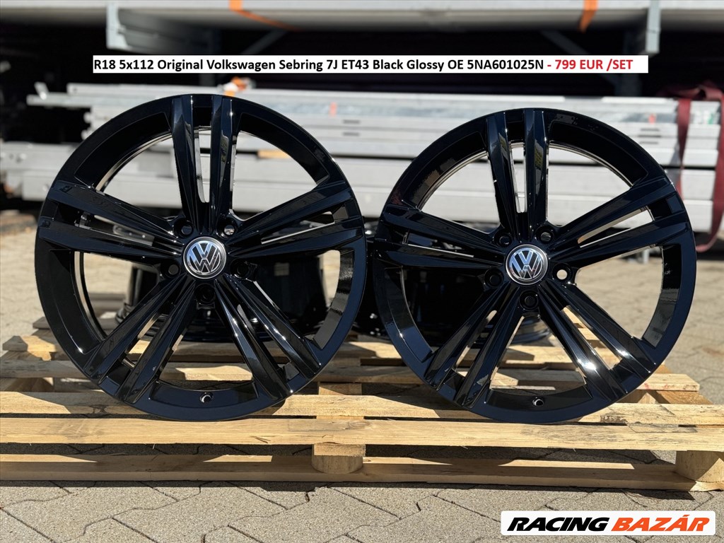R18 5x112 Original Volkswagen Sebring 7J ET43 Black Glossy OE 5NA601025N  1. kép
