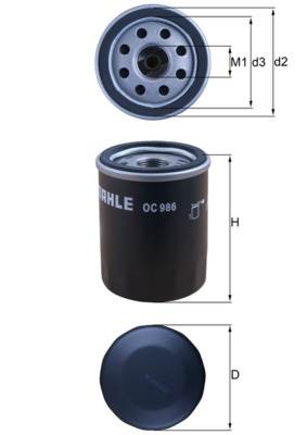 MAHLE OC 986 - olajszűrő ALFA ROMEO BRILLIANCE CHRYSLER FIAT FORD HAVAL HONDA HYUNDAI LANCIA MITSUBI