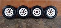 SUZUKI SAMURAI 15" LEMEZFELNI 5X139,7 NÉGY ÉVSZAKOS 195/80R15 GUMIVAL OLCSÒN!!!