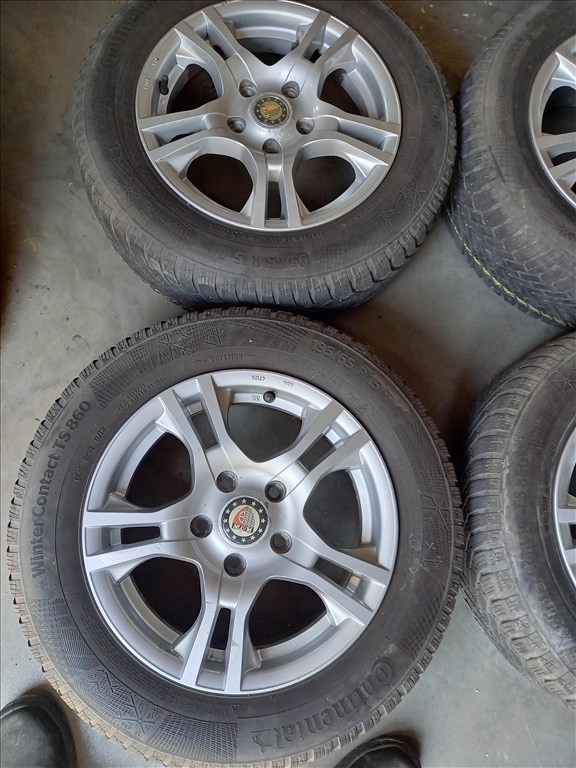  5x114.3-as 6.5x15" használt Platin alufelni, rajta 195/65R15 használt Continental téli gumi sxx4 2. kép