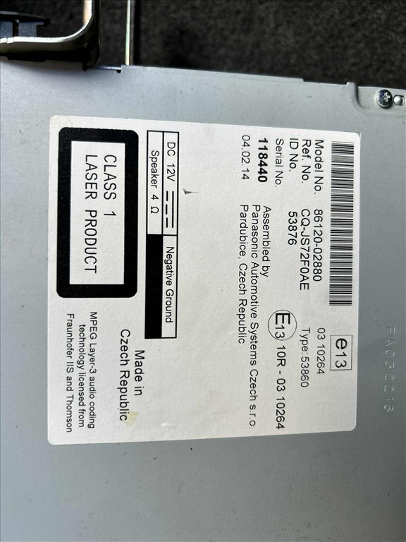 Toyota Auris CD-s rádió 3. kép