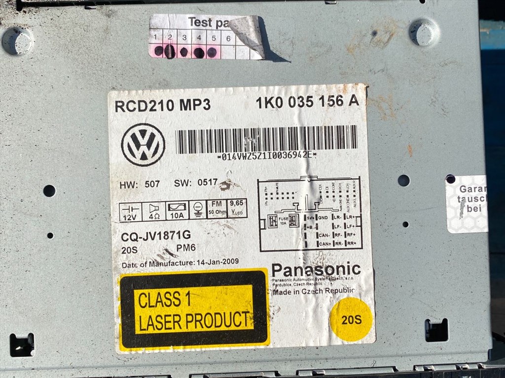 VW GOLF VI 5K1 Rádió / CD 3. kép