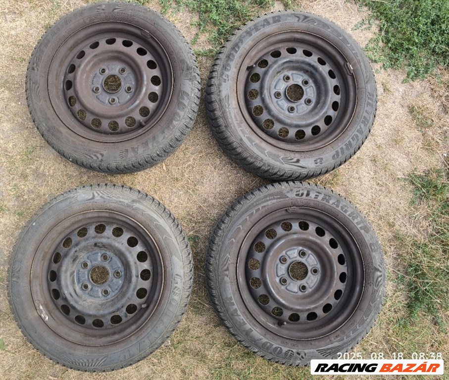  15" használt lemezfelni, rajta 185/60 használt Goodyear téli gumi 1. kép