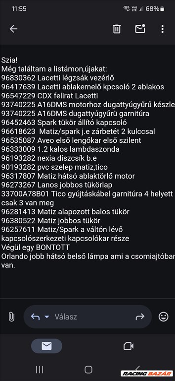 Chevrolet/Daewoo alkatrészek egyben eladóak 3. kép