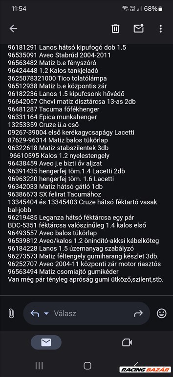 Chevrolet/Daewoo alkatrészek egyben eladóak 4. kép