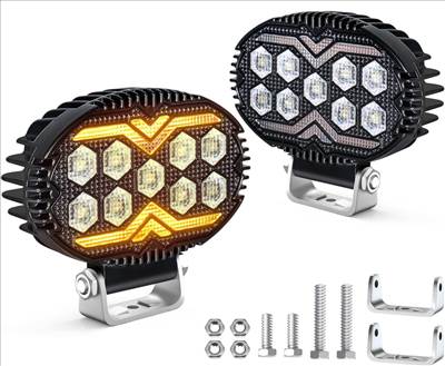 Munkalámpa, LED-es, index funkciós, ovális, 2db-os 12-60V 22W Autolife 26085