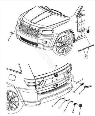 Felirat " Grand Cherokee " - GRAND - K68110321AC, K68110321AB -  - FIAT eredeti Eredeti új K68110321AC