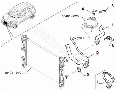 Bal oldali vízcső 1.6 MJet - RENEGADE, 500X - 52068648, 51940587 -  - FIAT eredeti Eredeti új 52068648