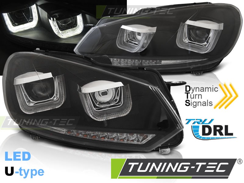 Led Tuning Indicator VW GOLF 6 08-12 U-TYPE BLACK DRL SEQ LED INDICATOR Tuning-Tec Fényszóró ...