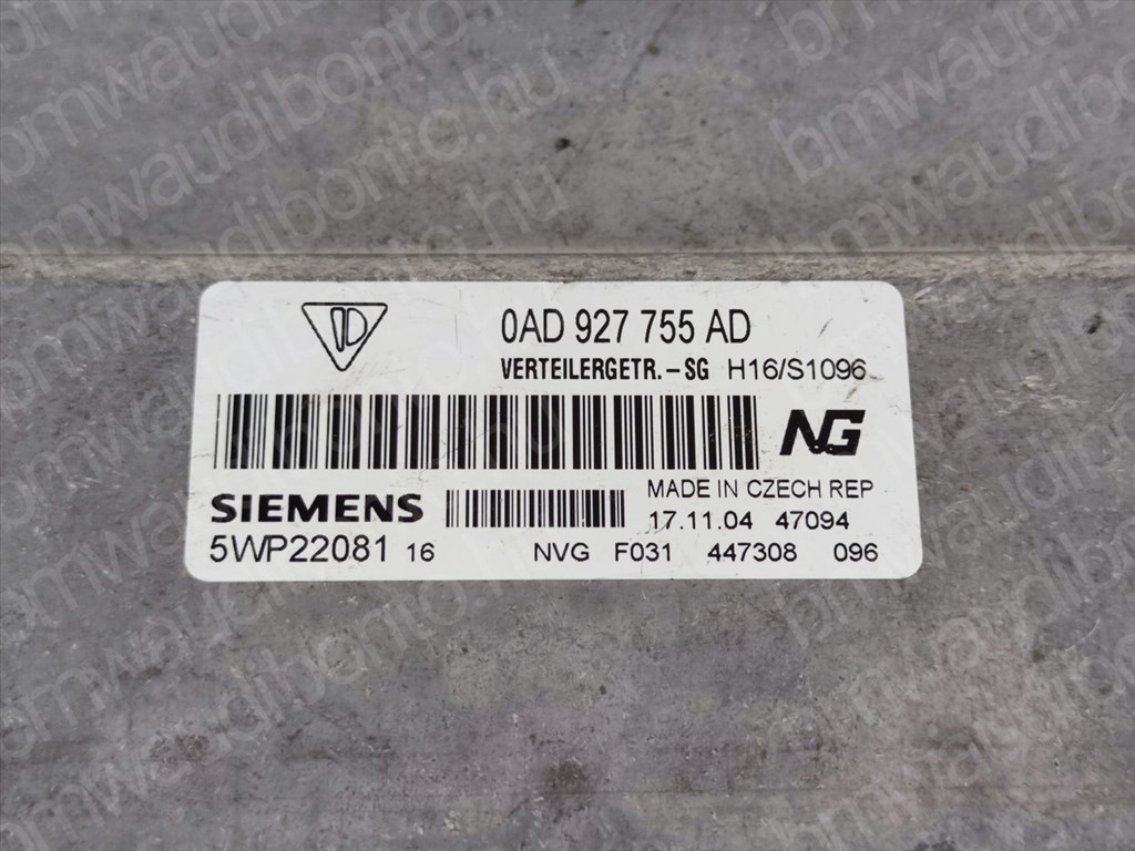 VOLKSWAGEN TOUAREG (7LA, 7L6, 7L7)  3.0 TDI Automataváltó vezérlőegység/modul (0AD927755AD) 2. kép