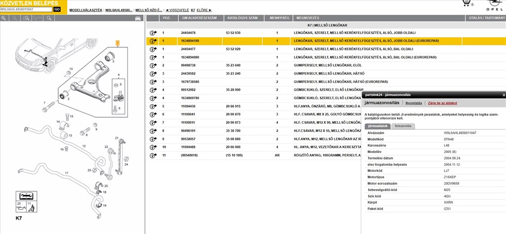 Bontásra: Opel Astra H Enjoy 1.6 (2005) benzines, lengőkar / db. 24454478 24454477 7. kép