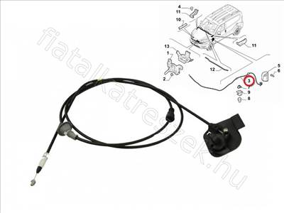Géptető nyitó bowden  - DOBLO, COMBO - 52228411, 51810937 -  - FIAT eredeti Eredeti új 52228411