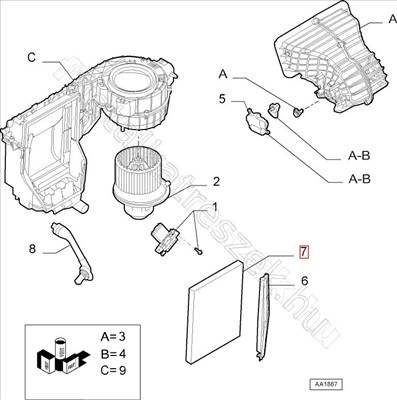 Pollenszűrő aktív szenes - CC, FIORINO, CORSA, PUNTO, ADAM, GRANDE - 77365764 -  - FIAT eredeti Eredeti új 77365764