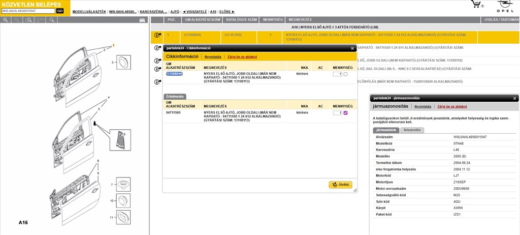 Bontásra: Opel Astra H Enjoy 1.6 (2005) jobb első ajtó  w0l0ahl4858011047 13168044 6. kép