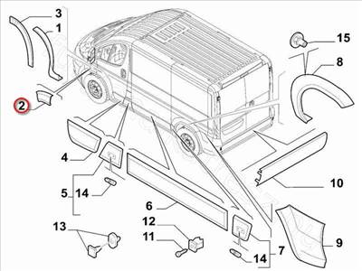 Sárvédő díszléc bal első - JUMPER, DUCATO, BOXER - 735574840, 735422756 -  - FIAT eredeti Eredeti új 735574840