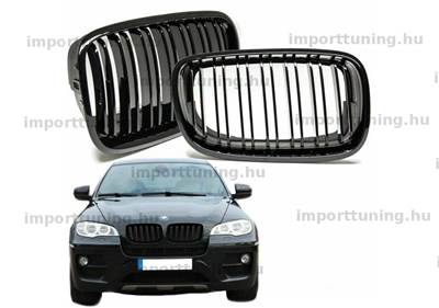 BMW X5 E70 X6 E71 E72 2007-2013 Dual Line Fényes Fekete Hűtőrács
