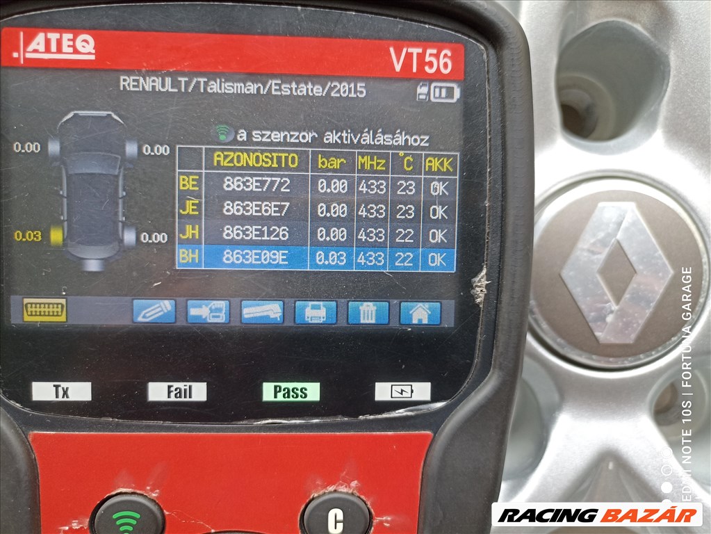 5x114,3 17"Renault használt alufelni garnitúra +TPMS (9) 11. kép