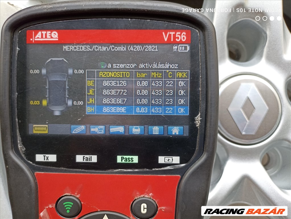 5x114,3 17"Renault használt alufelni garnitúra +TPMS (9) 12. kép