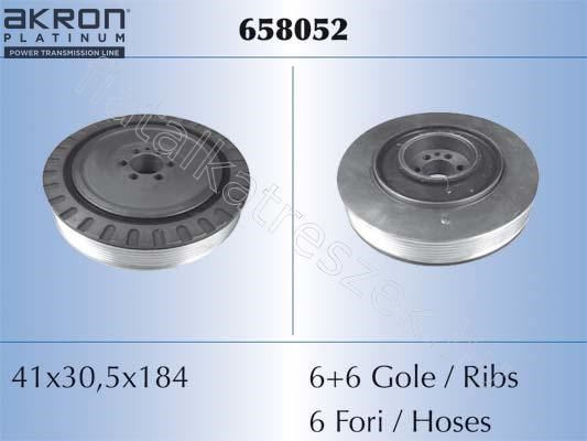 ÉKSZÍJTÁRCSA 6 BORDÁS 2.4 JTD 20v - 166, MAREA, 156, CROMA, THESIS, KAPPA - AK.658/052 -  - Akron Utángyártott új 658/052 1. kép
