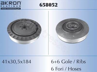 ÉKSZÍJTÁRCSA 6 BORDÁS 2.4 JTD 20v - 166, MAREA, 156, CROMA, THESIS, KAPPA - AK.658/052 -  - Akron Utángyártott új 658/052