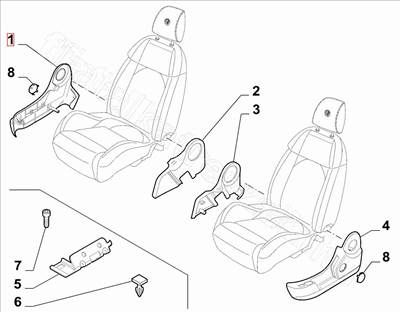 Jobb első ülés jobb burkolat         - GIULIETTA - 185506080 -  - FIAT eredeti Eredeti új 185506080
