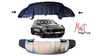 Porsche Cayenne 2 (92A / 958 / 7P) első lökhárító alatti spoiler, motorvédő haspajzs  7p5807061 958505100009b9