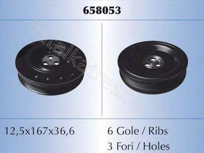 ÉKSZÍJTÁRCSA 6 BORDÁS FORD DI,TDCI - MONDEO, TRANSIT, X-TYPE - AK.658/053 -  - Akron Utángyártott új 658/053