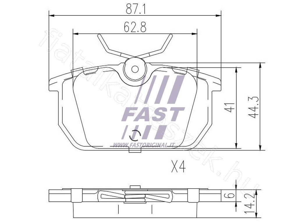 Fékbetét hátsó 1.4/1.6/1.7/1.8 2.0/1.9D/1.9TD - CABRIOLET, V8, CROMA, 4000, THEMA, COUPE - FT29035, 9941211 -  - Fastoriginal Utángyártott új 9941211 2. kép