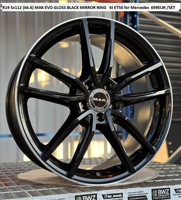 R19 5x112 (66.6) MAK EVO GLOSS BLACK MIRROR RING  9J ET50 új alufelnik felnik