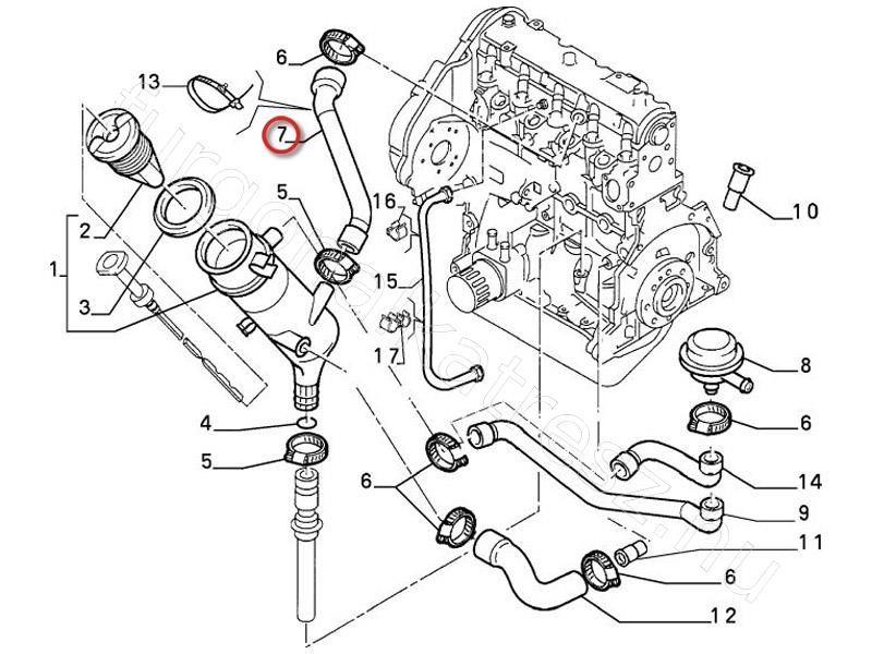 Kartergázcső felső - PARTNER, SCUDO, XANTIA, ULYSSE, XSARA, EVASION - UT.9611131880, AK.15644/4 -  - Akron Utángyártott új 9611131880 2. kép