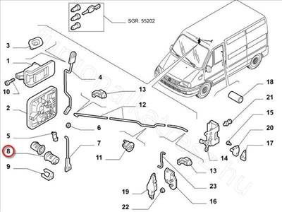 Zárhenger tartó - JUMPER, DUCATO, BOXER - UT.735319055, 9170V5 -  - MIRAGLIO Utángyártott új 735319055